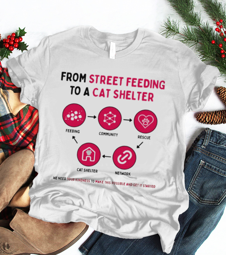 From Street Feeding To A Cat Shelter Feeding Community Rescue Cat Shelter Network T-Shirt