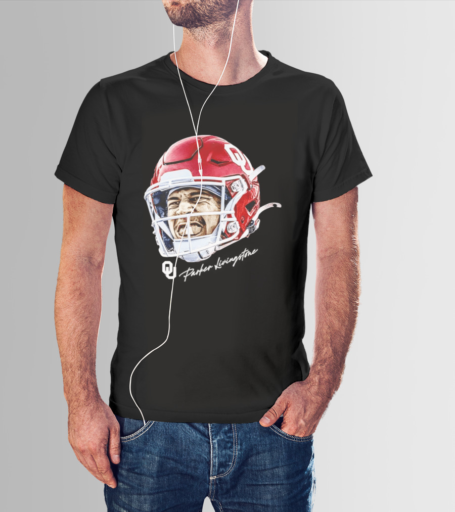 Oklahoma Sooners Parker Livingstone Football Swag Head OU Helmet T-Shirt