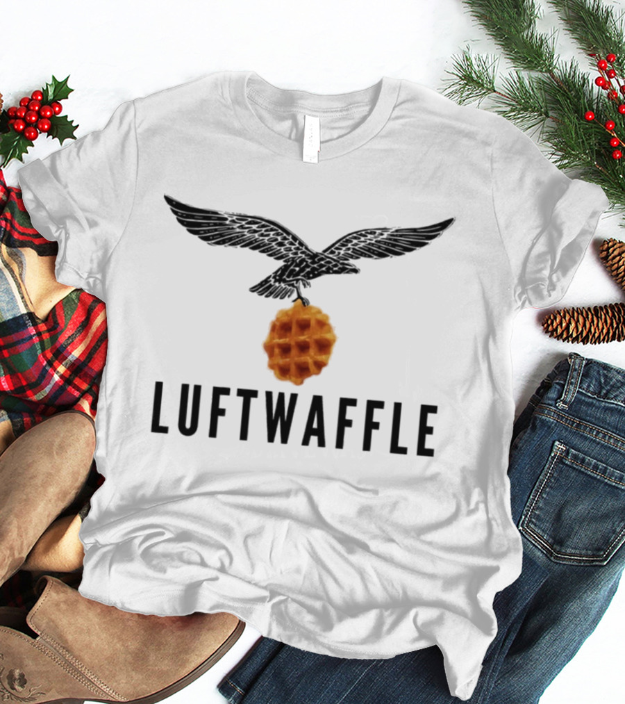 Luftwaffe Eagle Carrying Waffle Pun T-Shirt