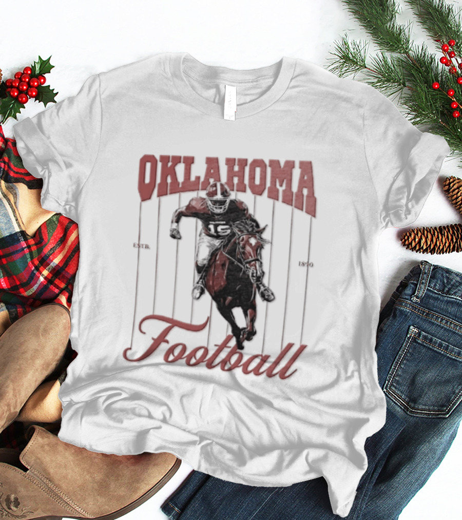 Oklahoma Sooners Football Player On Horse Estb 1890 T-Shirt