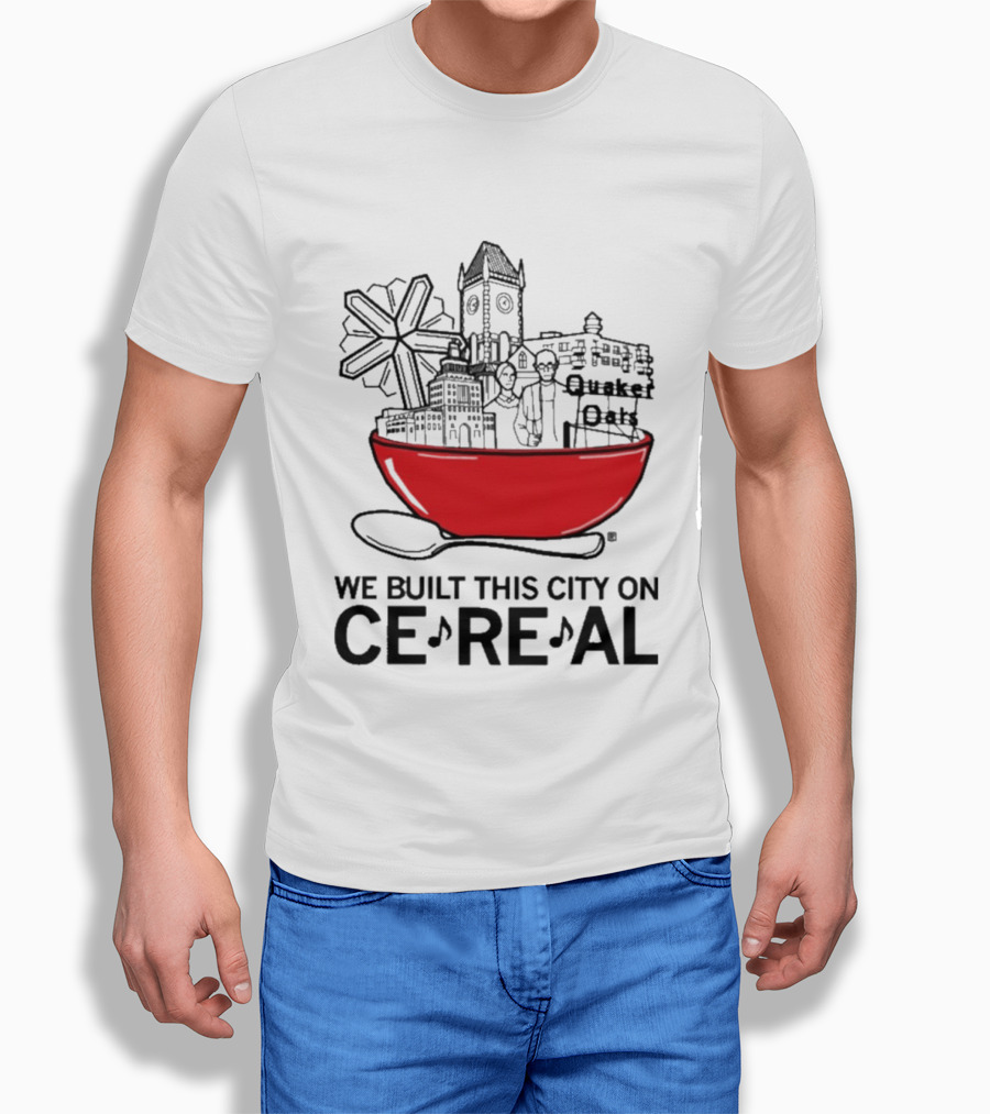 We Built This City On Ce Re Al Red Bowl Skyline T-Shirt