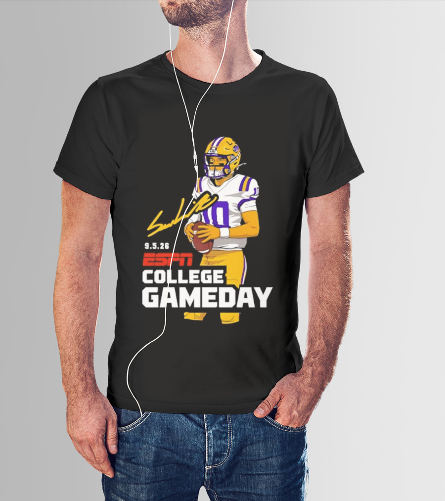 Sam Leavitt 9 3 26 ESPN College Gameday LSU Tigers Football T-Shirt