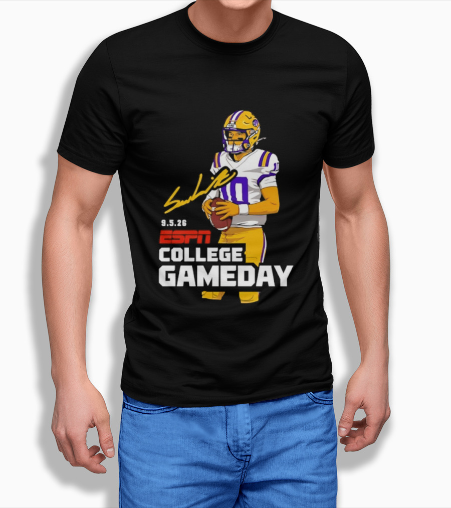 Sam Leavitt 9 3 26 ESPN College Gameday LSU Tigers Football T-Shirt