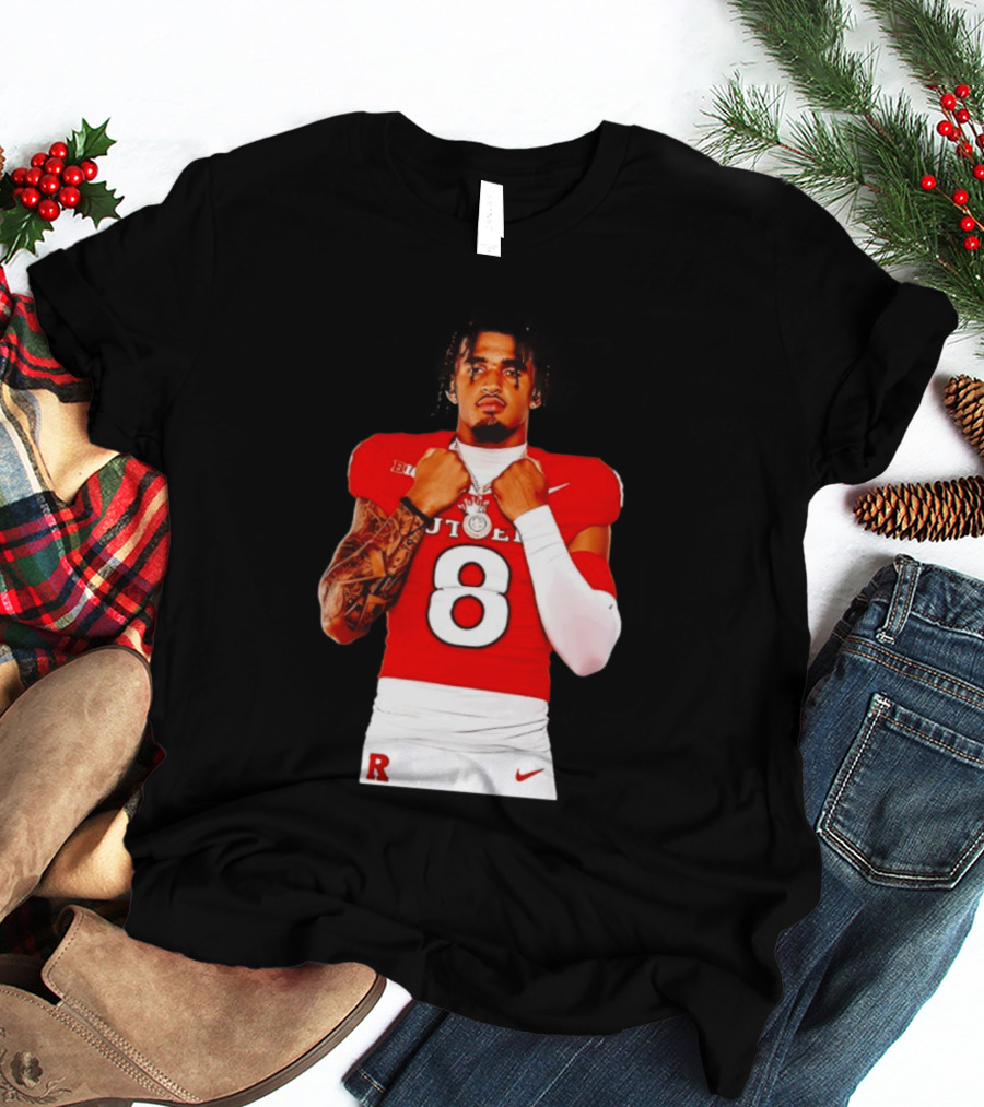 KJ Duff Rutgers Scarlet Knights Football Number 8 NCAA Moment T-Shirt