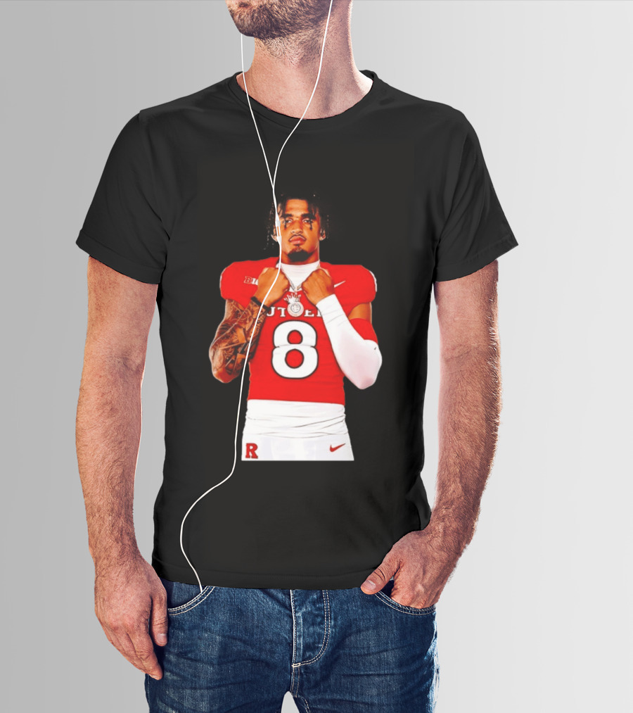 KJ Duff Rutgers Scarlet Knights Football Number 8 NCAA Moment T-Shirt