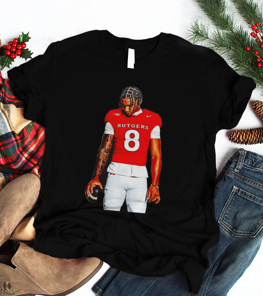KJ Duff Number 8 Rutgers Scarlet Knights NCAA Football Player Nike Jersey T-Shirt