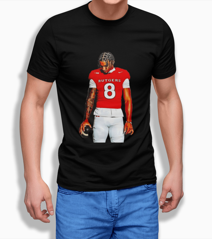 KJ Duff Number 8 Rutgers Scarlet Knights NCAA Football Player Nike Jersey T-Shirt