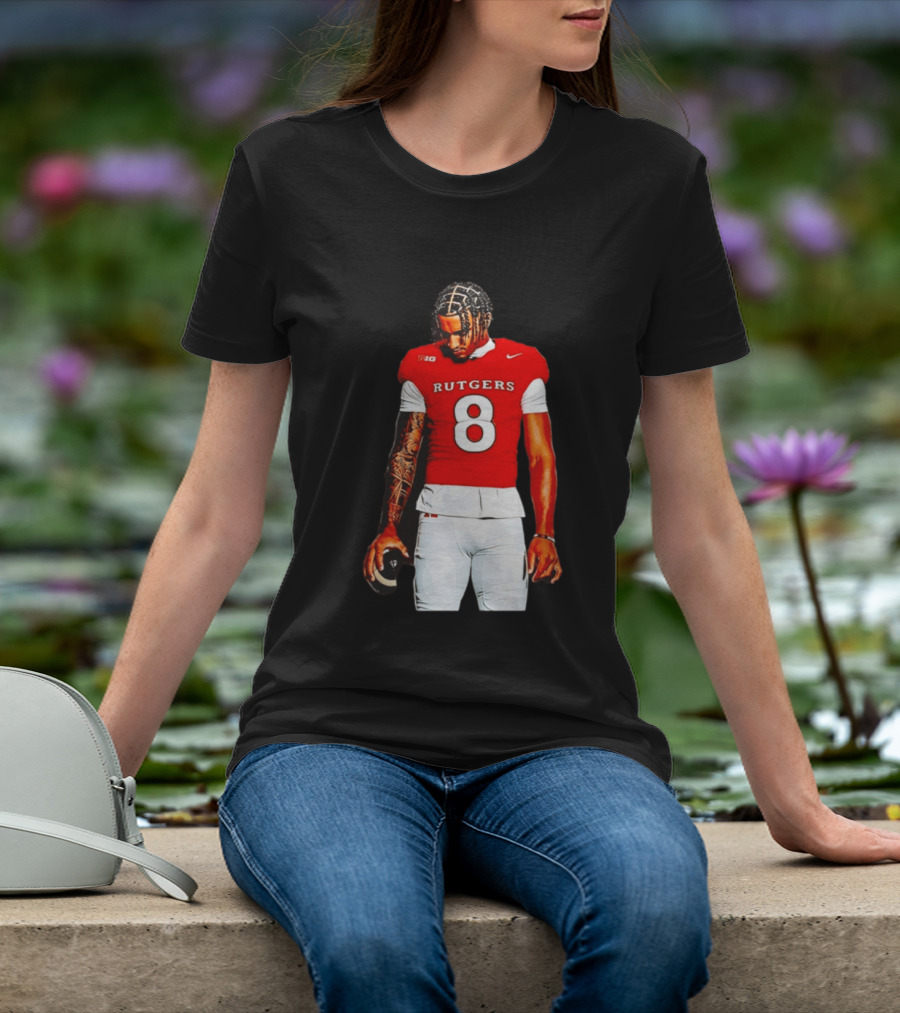 KJ Duff Number 8 Rutgers Scarlet Knights NCAA Football Player Nike Jersey T-Shirt