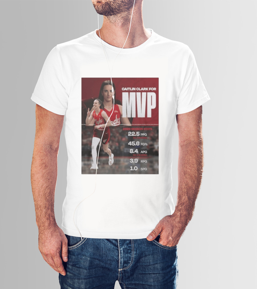 Caitlin Clark For MVP 2026 Stats 22.5 PPG 45.6 FG% 8.4 APG 3.9 RPG 1.0 SPG T-Shirt