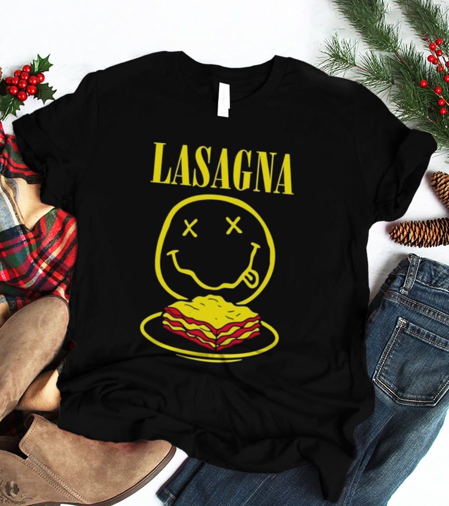 Lasagna Smiley Face Grunge Band Nirvana T-Shirt