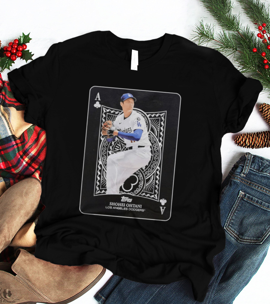 Los Angeles Dodgers Shohei Ohtani Topps Ace Of Clubs T-Shirt