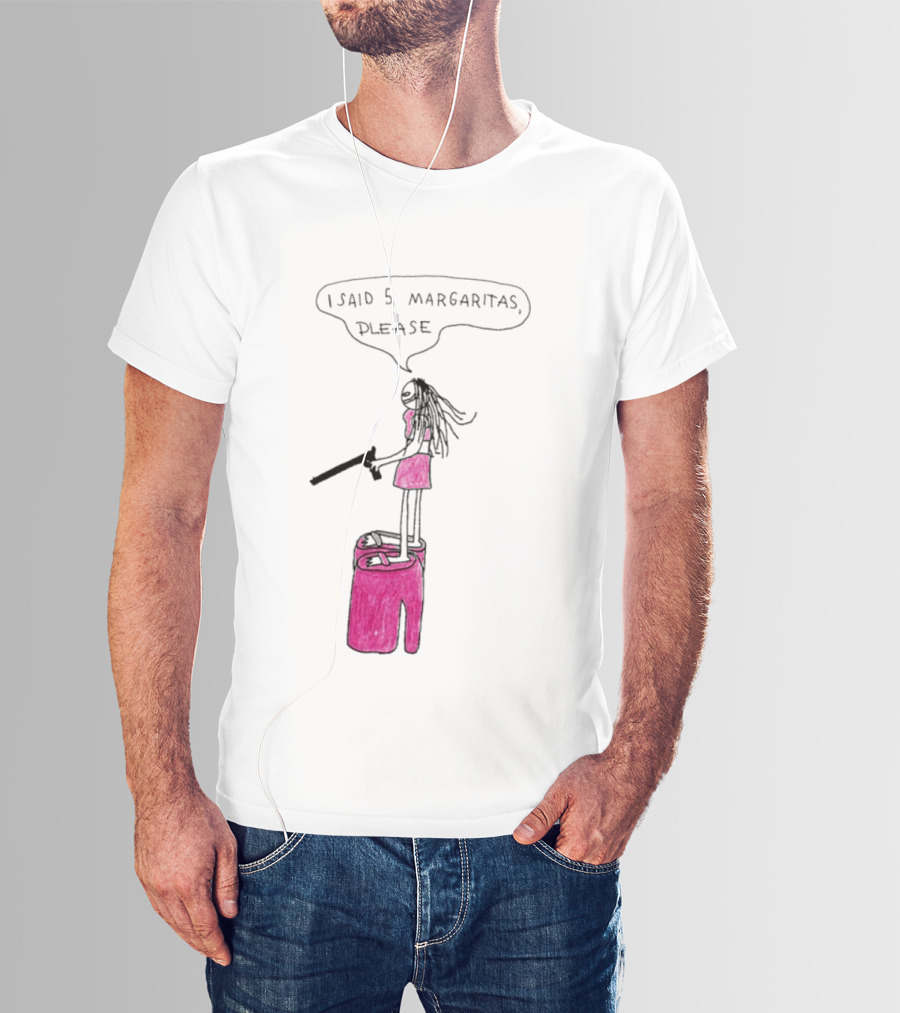 I Said 5 Margaritas Please Funny Stick Figure Woman On Chair T-Shirt