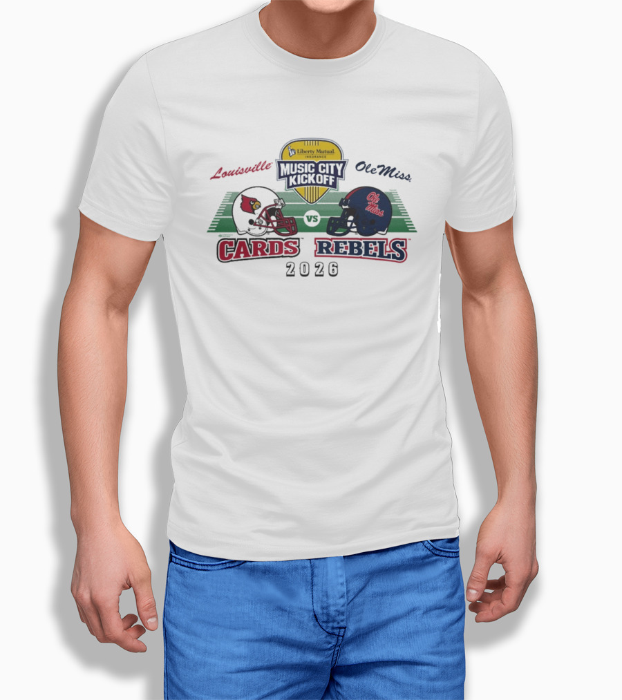 Liberty Mutual Music City Kickoff 2026 Louisville Cardinals Vs Ole Miss Rebels Matchup T-Shirt
