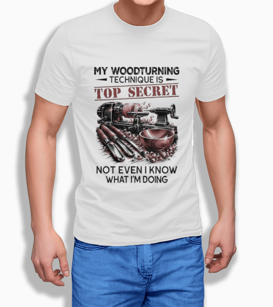 My Woodturning Technique Is Top Secret Not Even I Know What I'm Doing Funny Woodworker Humor T-Shirt