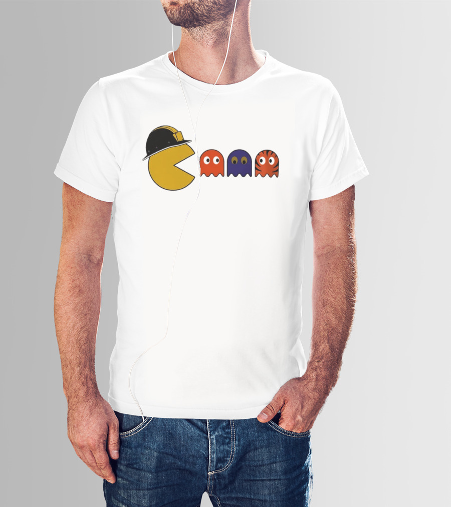 Pacman Hard Hat Ghosts Retro Gaming T-Shirt