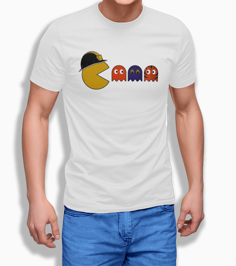 Pacman Hard Hat Ghosts Retro Gaming T-Shirt