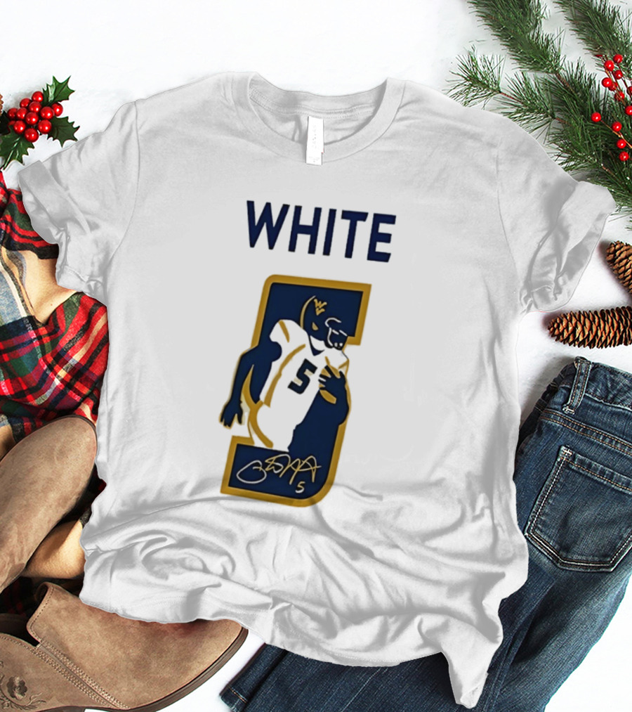 West Virginia Mountaineers Pat White Number 5 Signature 2026 T-Shirt