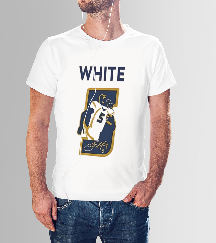 West Virginia Mountaineers Pat White Number 5 Signature 2026 T-Shirt