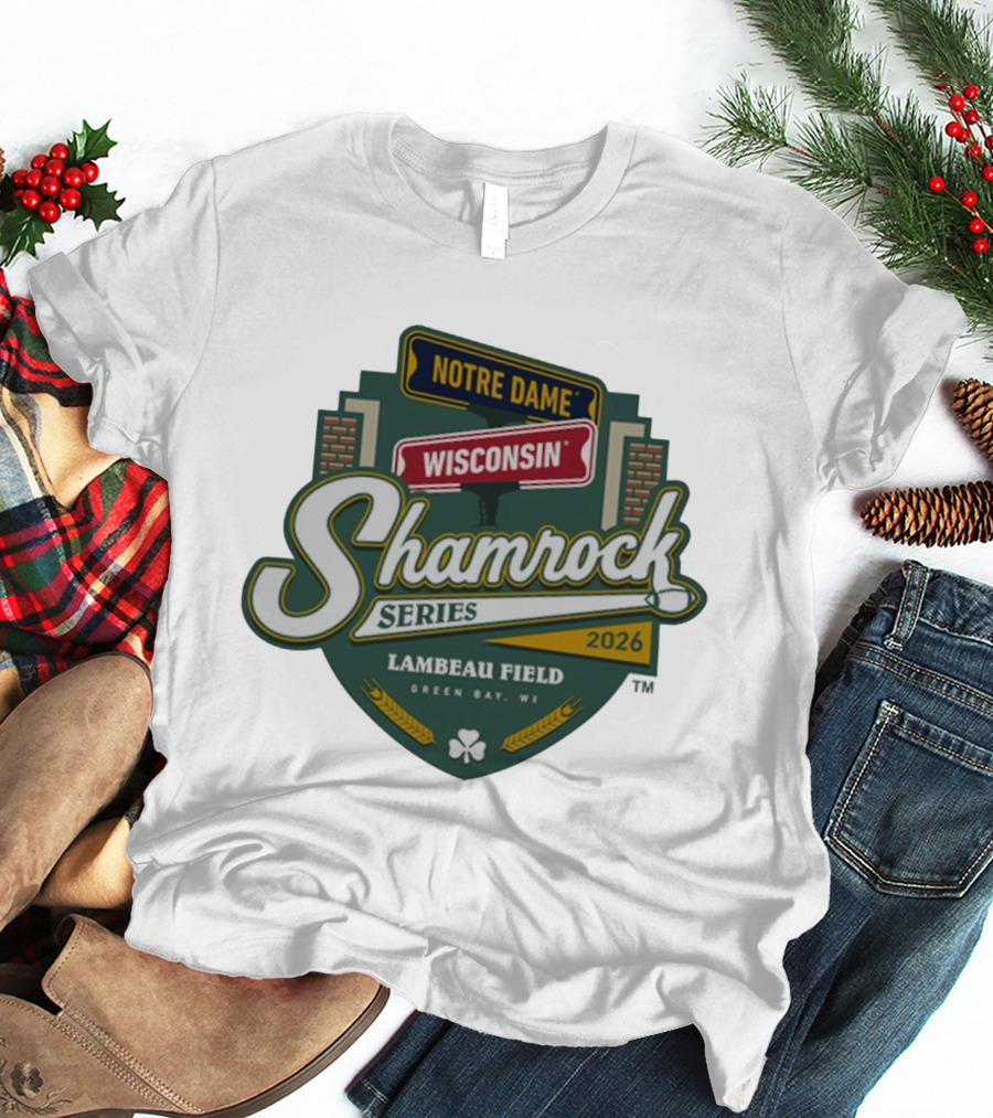 Notre Dame Wisconsin Shamrock Series 2026 Lambeau Field Green Bay WI T-Shirt