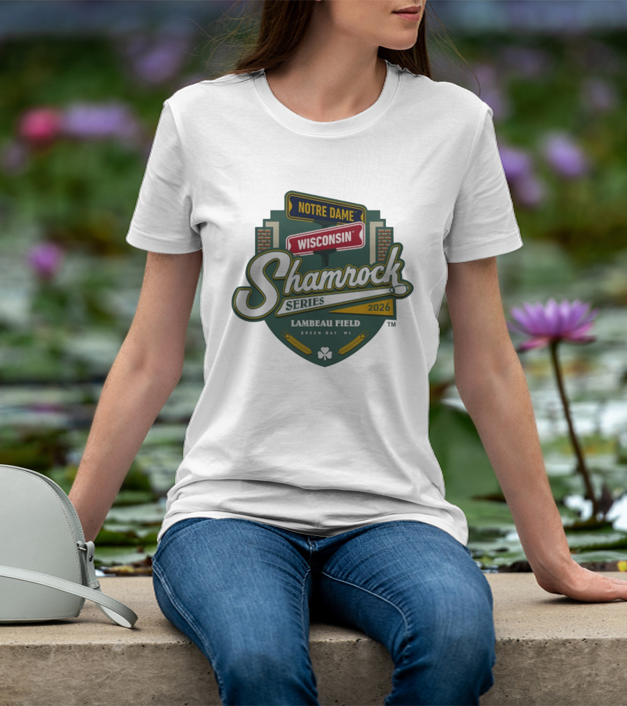 Notre Dame Wisconsin Shamrock Series 2026 Lambeau Field Green Bay WI T-Shirt