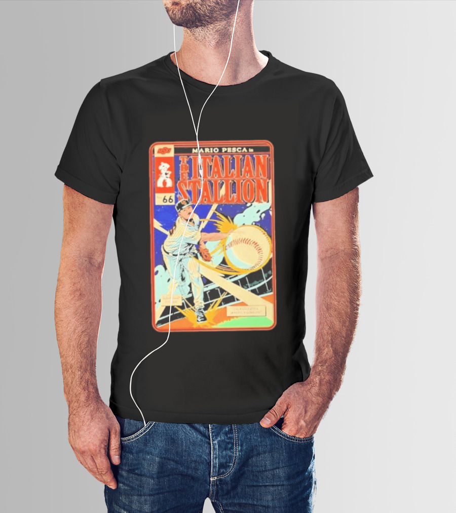 Mario Pesca The Italian Stallion Comic No 66 Oklahoma State Cowboys Baseball T-Shirt