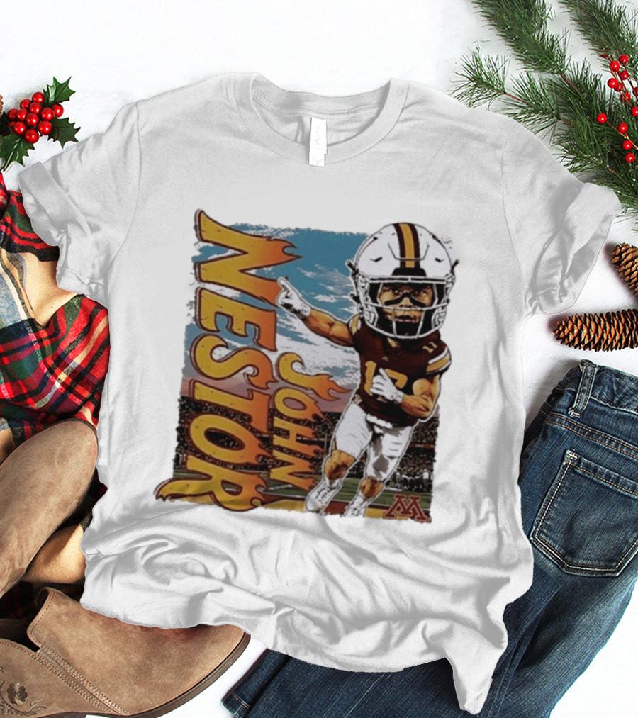 John Nestor Minnesota Golden Gophers Football Player Caricature 17 Football Helmet Minnesota T-Shirt