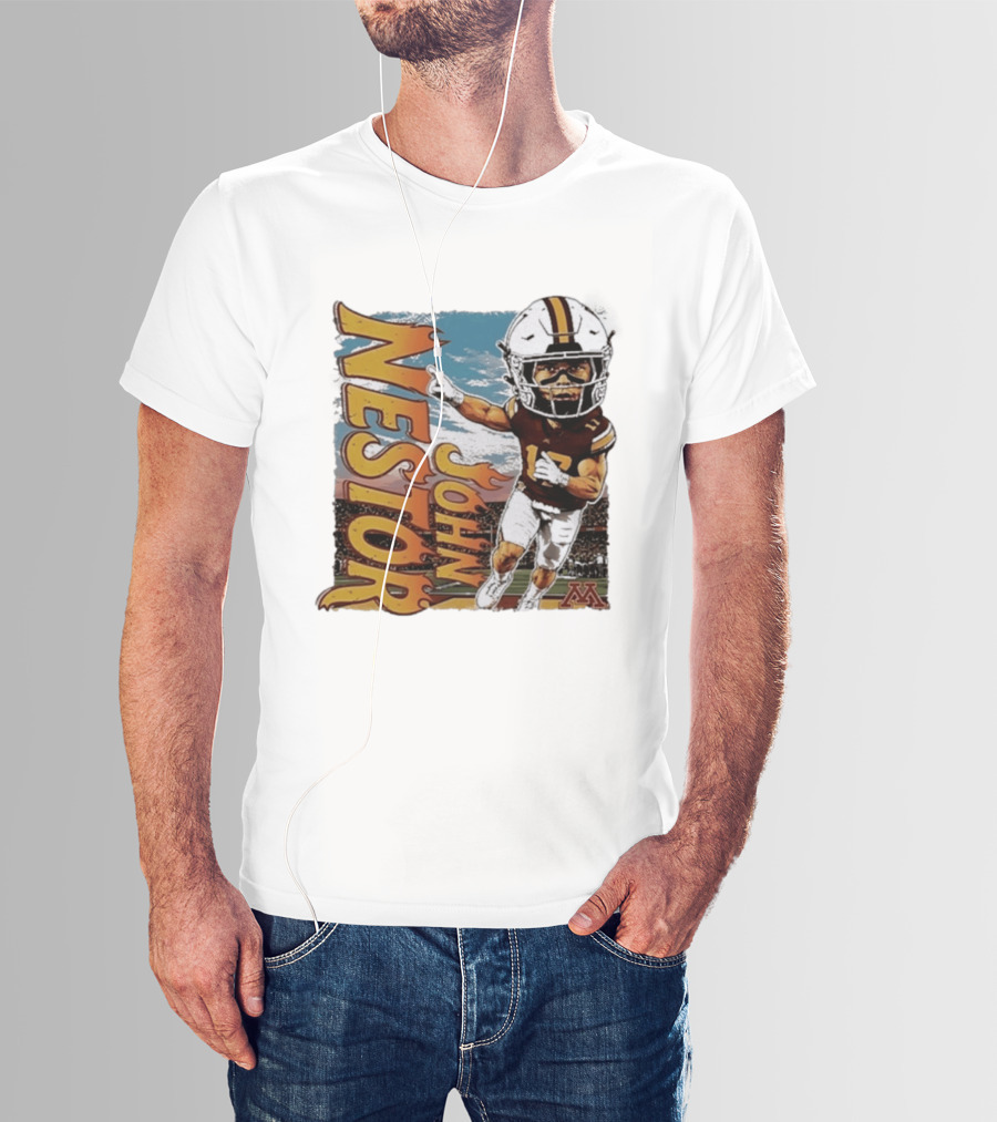 John Nestor Minnesota Golden Gophers Football Player Caricature 17 Football Helmet Minnesota T-Shirt