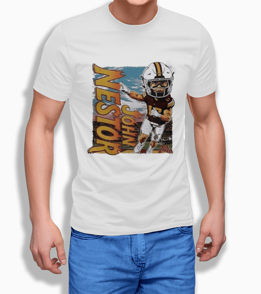 John Nestor Minnesota Golden Gophers Football Player Caricature 17 Football Helmet Minnesota T-Shirt