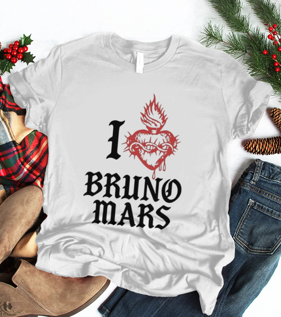 I Heart Bruno Mars Romantic Tour Flame Heart T-Shirt