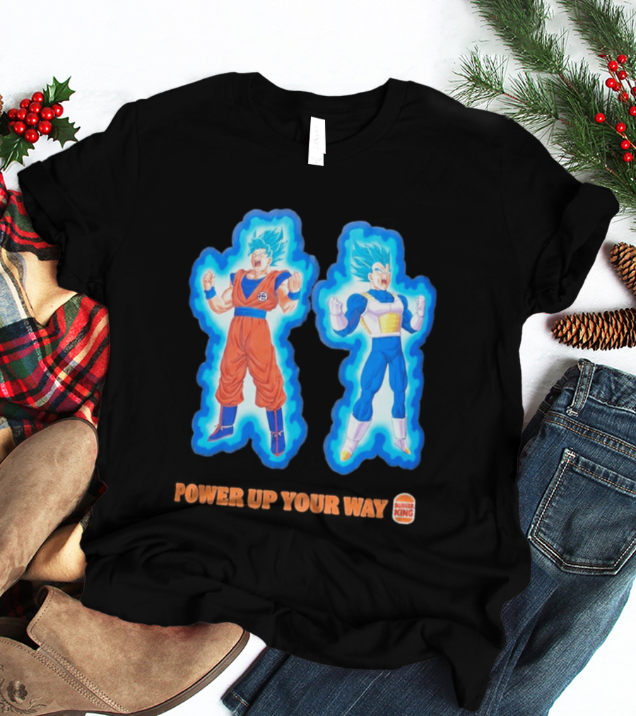 Burger King Dragon Ball Super Power Up Your Way Collaboration Featuring Iconic Saiyan Characters T-Shirt