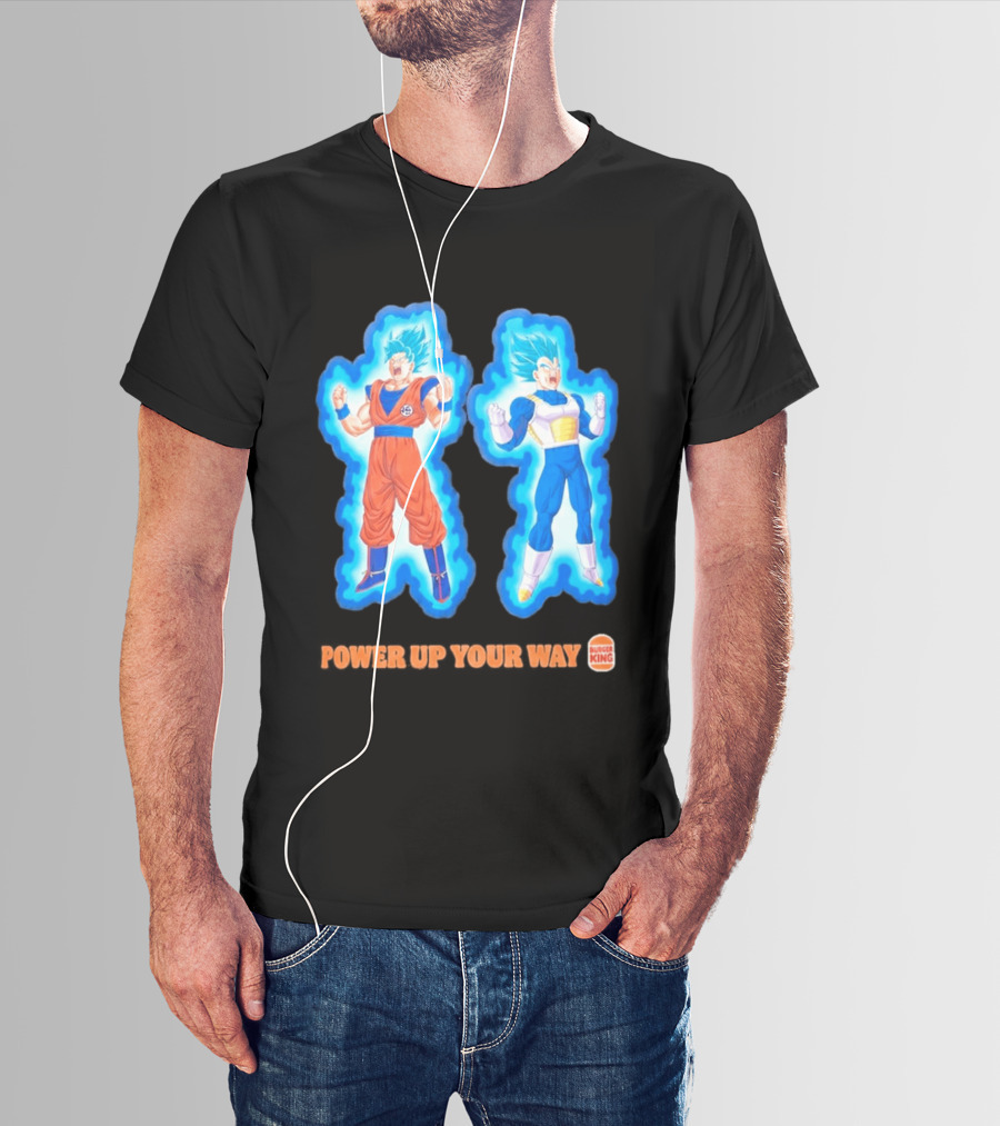 Burger King Dragon Ball Super Power Up Your Way Collaboration Featuring Iconic Saiyan Characters T-Shirt