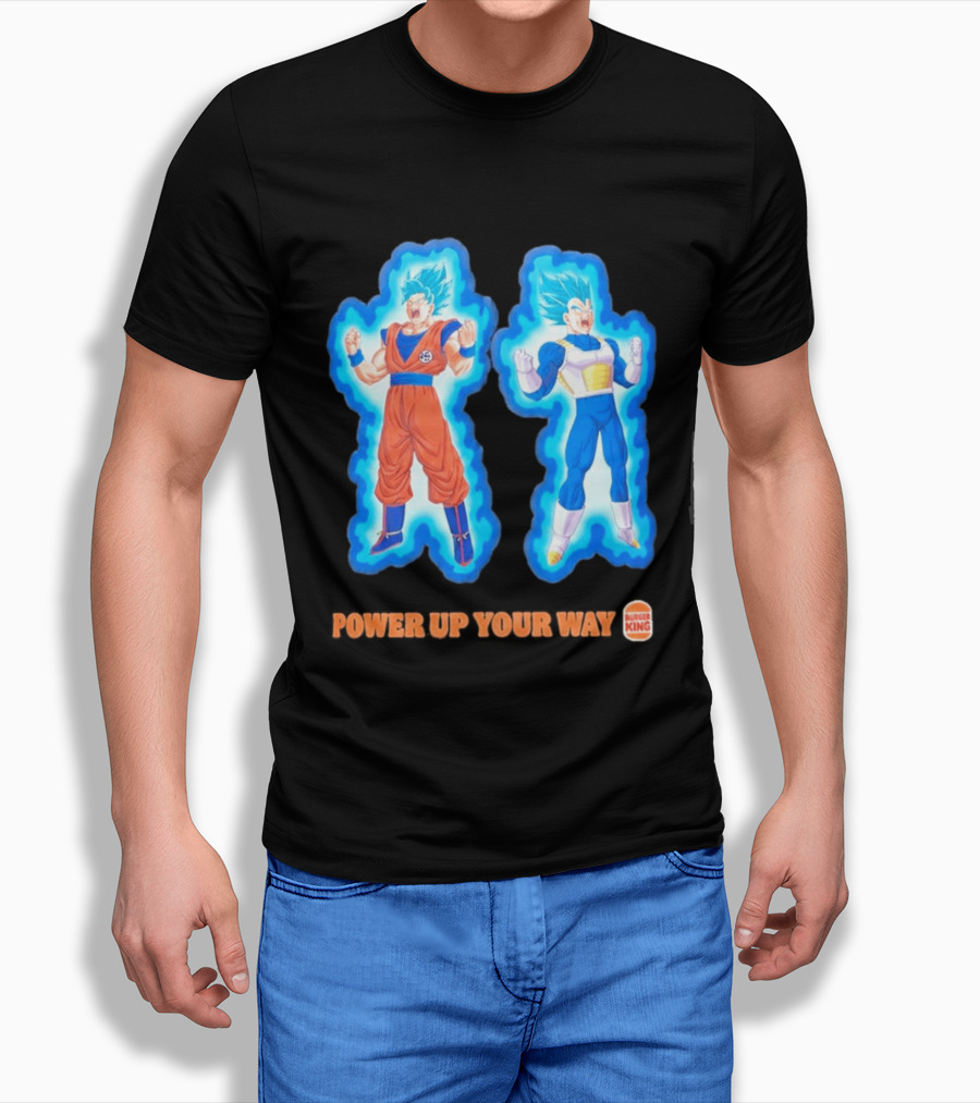 Burger King Dragon Ball Super Power Up Your Way Collaboration Featuring Iconic Saiyan Characters T-Shirt