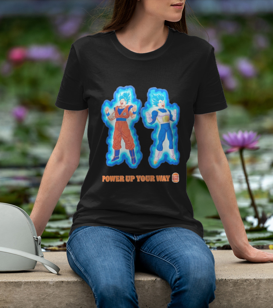 Burger King Dragon Ball Super Power Up Your Way Collaboration Featuring Iconic Saiyan Characters T-Shirt