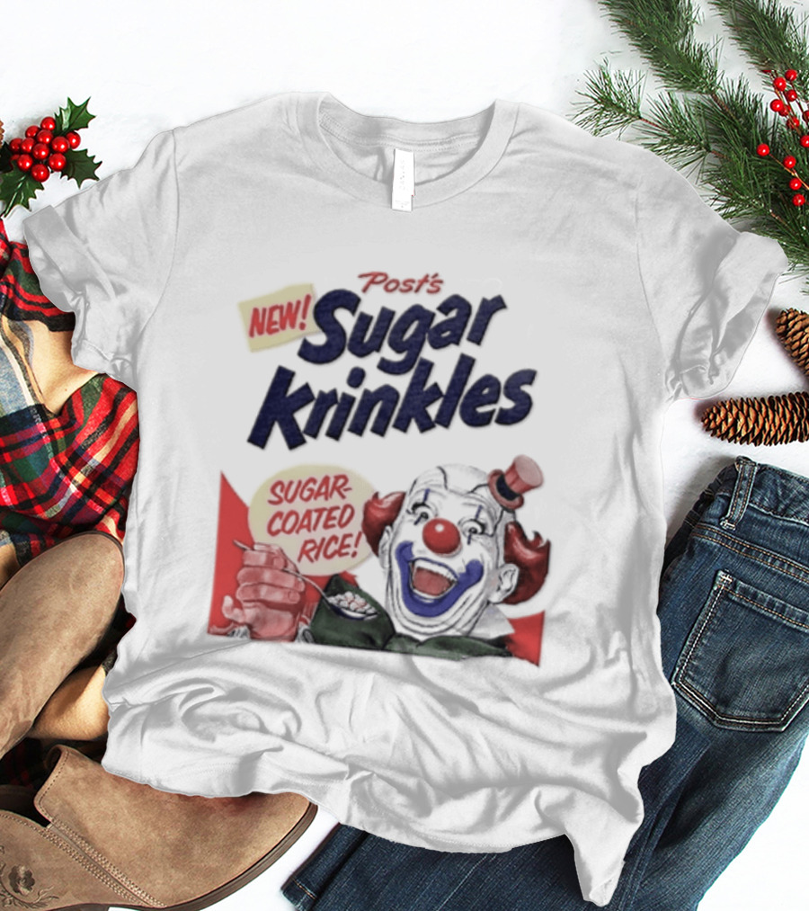 Post's New Sugar Krinkles Sugar Coated Rice Clown Cereal T-Shirt