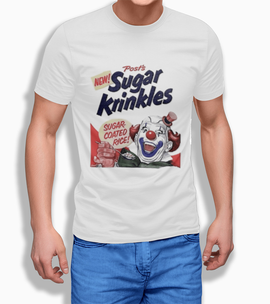 Post's New Sugar Krinkles Sugar Coated Rice Clown Cereal T-Shirt