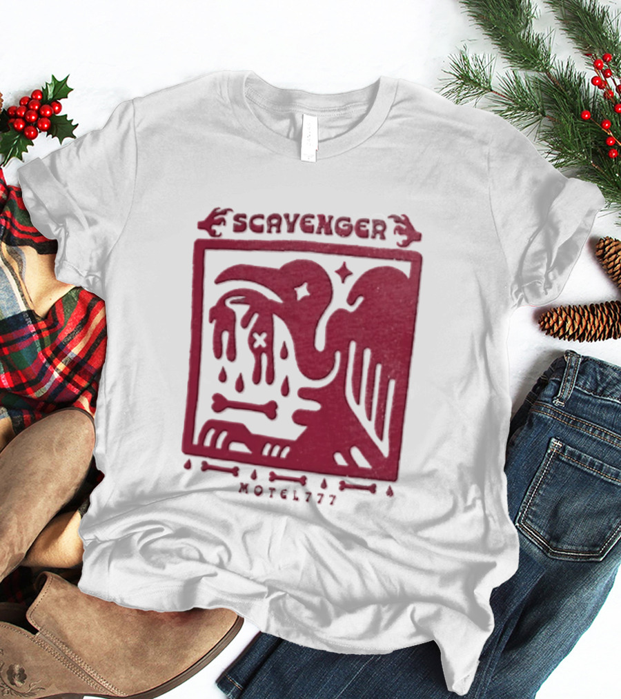 Scavenger Motel 777 Bird Design With Bones And Droplets T-Shirt