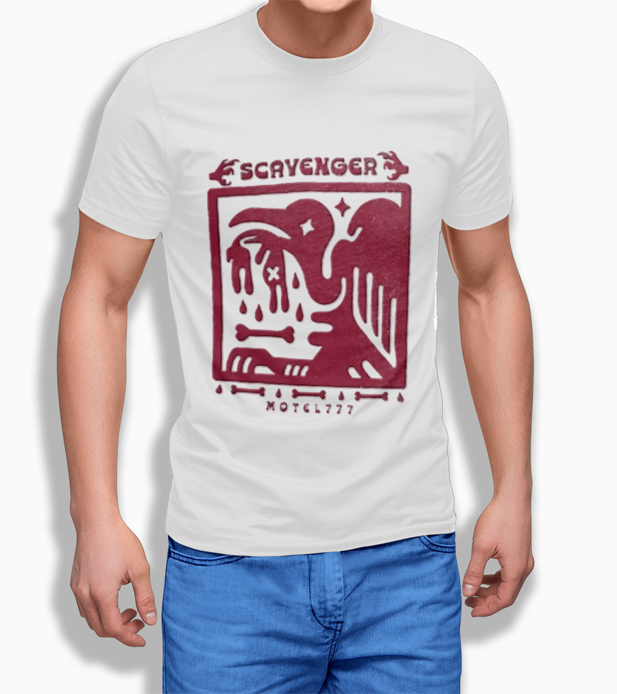 Scavenger Motel 777 Bird Design With Bones And Droplets T-Shirt