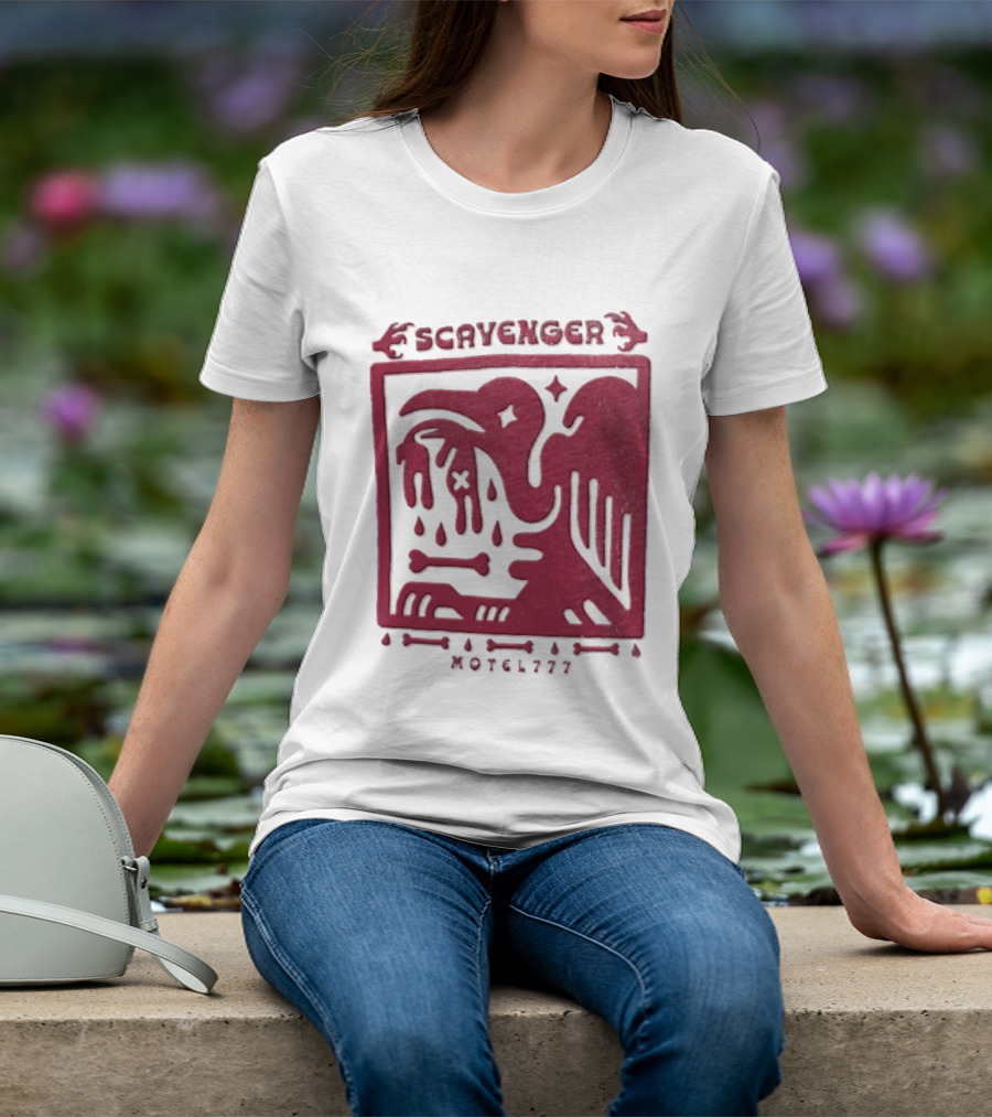 Scavenger Motel 777 Bird Design With Bones And Droplets T-Shirt