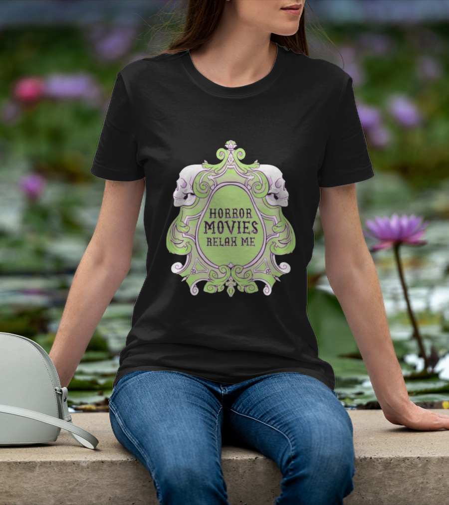 Horror Movies Relax Me Spooky Aesthetic Skulls Gothic Frame T-Shirt