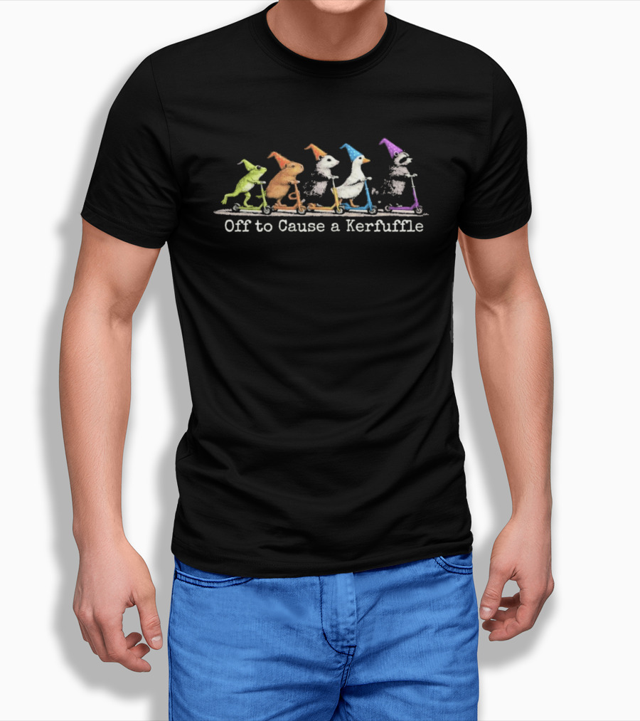 Off To Cause A Kerfuffle Frog Duck And Animals On Scooters With Hats T-Shirt