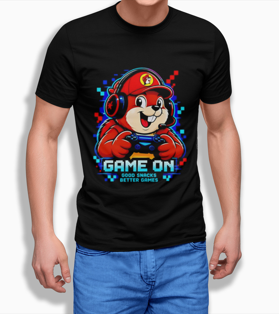 Buc Ee's X Gamer Game On Good Snacks Better Games T-Shirt