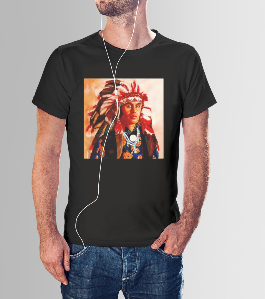 Chief Kirk Native American Indigenous Headdress And Traditional Attire T-Shirt