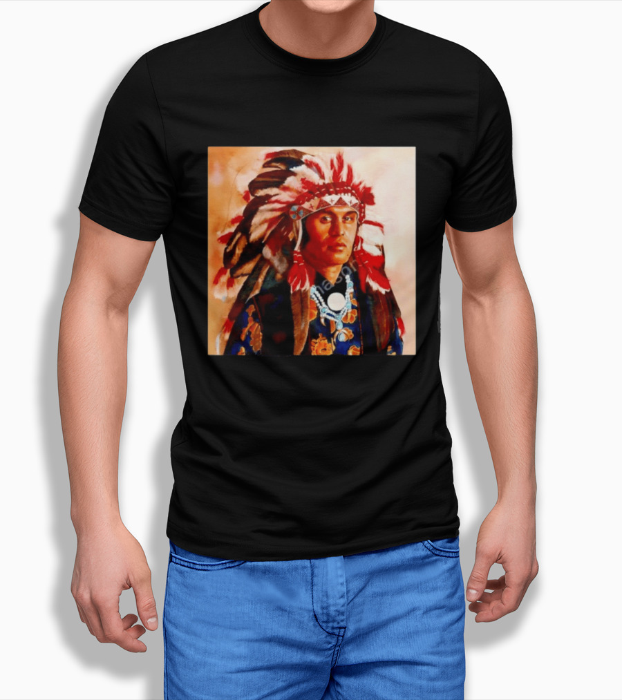 Chief Kirk Native American Indigenous Headdress And Traditional Attire T-Shirt