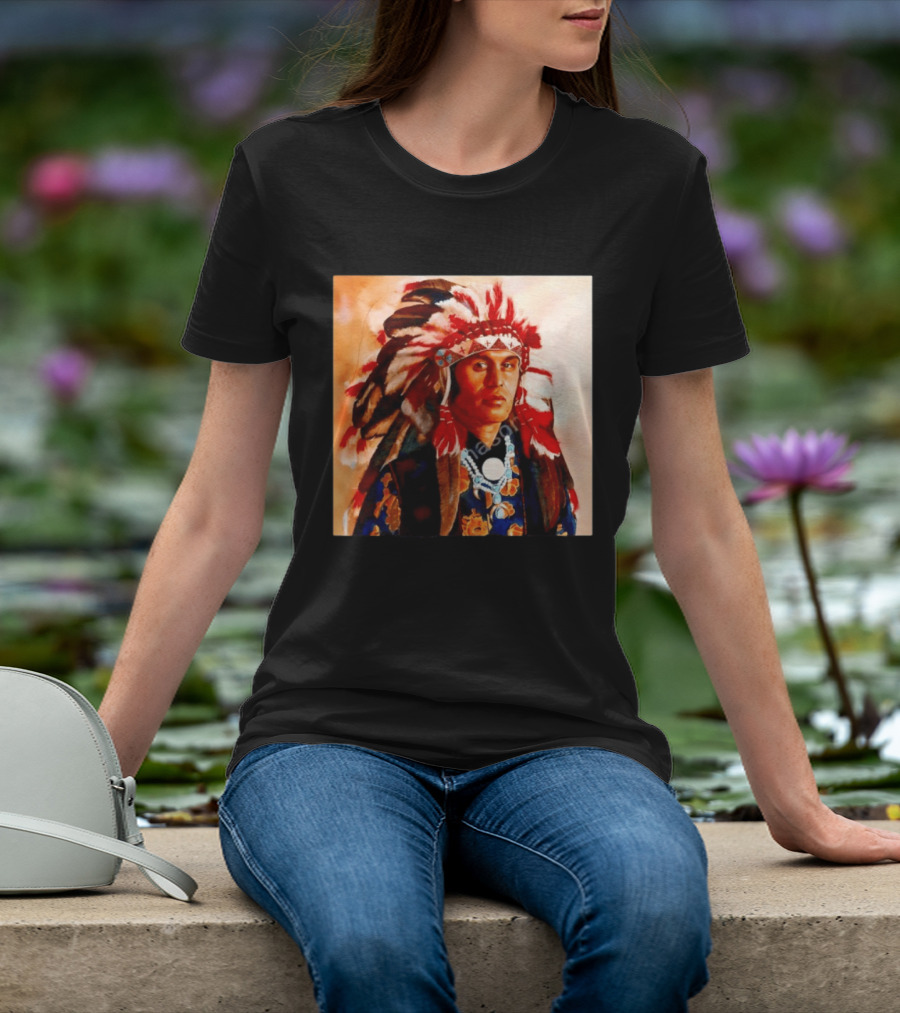 Chief Kirk Native American Indigenous Headdress And Traditional Attire T-Shirt