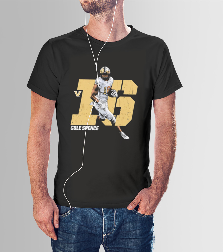 Vanderbilt Commodores Cole Spence 16 NCAA Football Player Pose T-Shirt