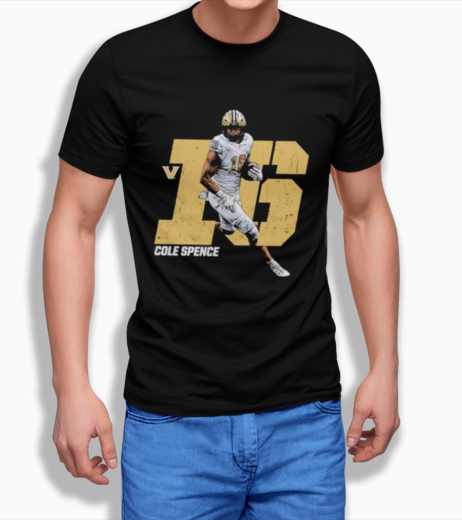 Vanderbilt Commodores Cole Spence 16 NCAA Football Player Pose T-Shirt