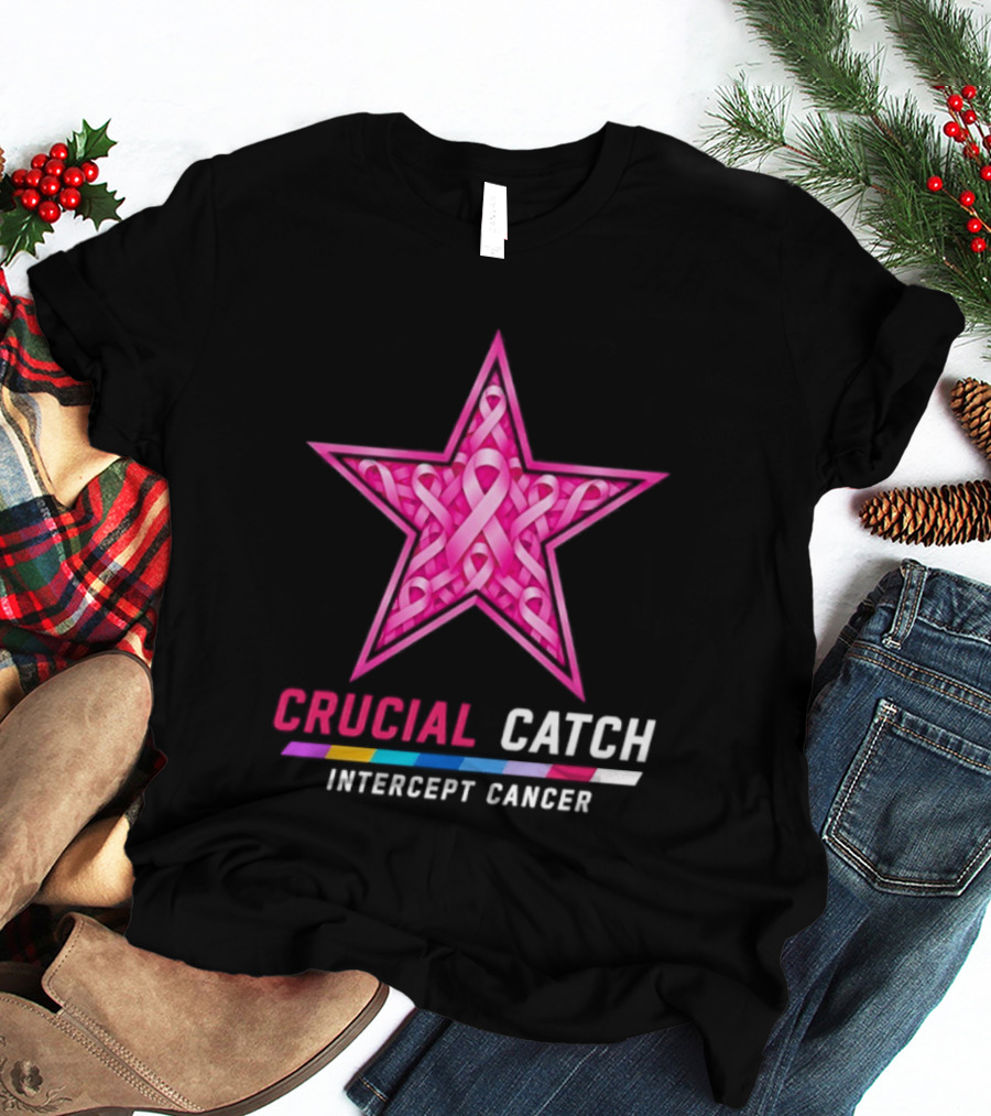 Dallas Cowboys 2026 Crucial Catch Intercept Cancer Pink Ribbon Star T-Shirt