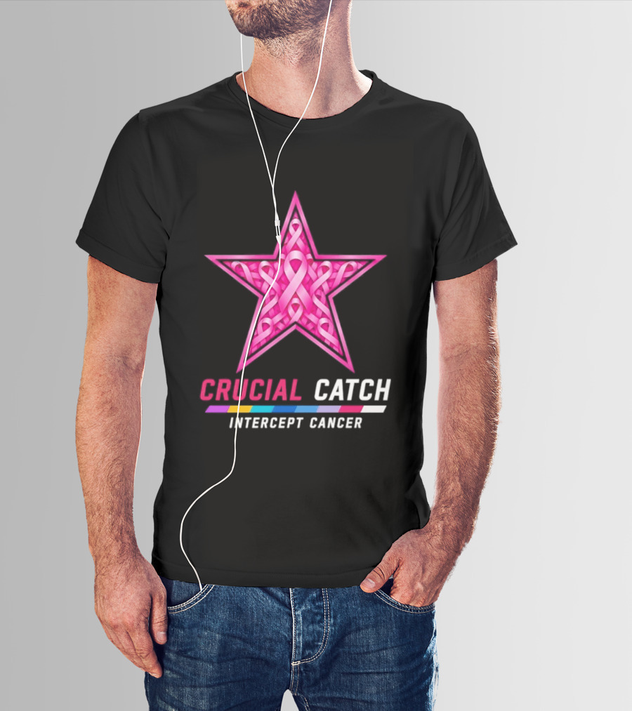 Dallas Cowboys 2026 Crucial Catch Intercept Cancer Pink Ribbon Star T-Shirt