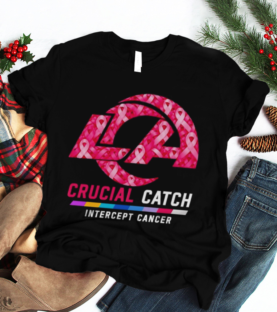 Los Angeles Rams Crucial Catch Intercept Cancer Pink Ribbon Awareness 2026 T-Shirt