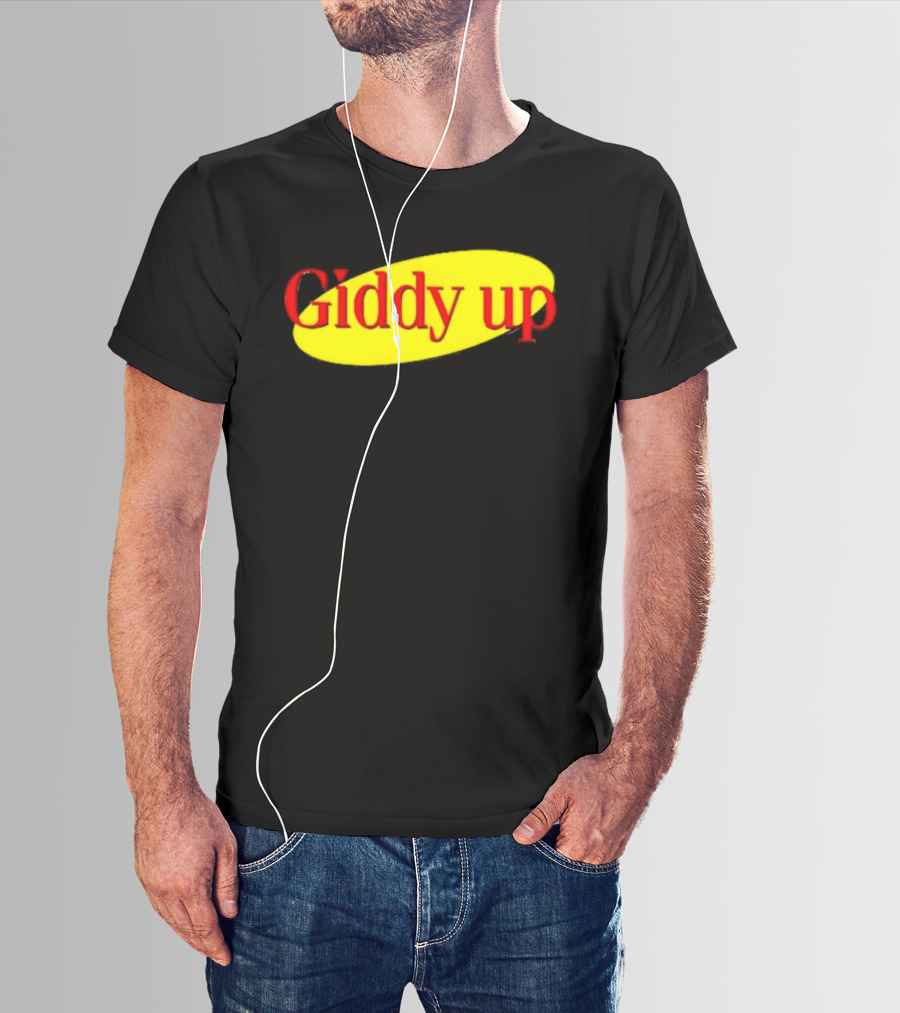 Giddy Up Bold Red Text On Yellow Oval T-Shirt